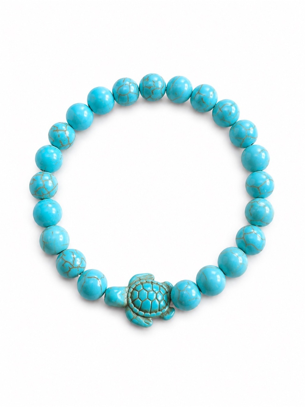 Turquoise Turtle Stretch Bead Bracelet Beach Coastal Boho Ocean Jewelry